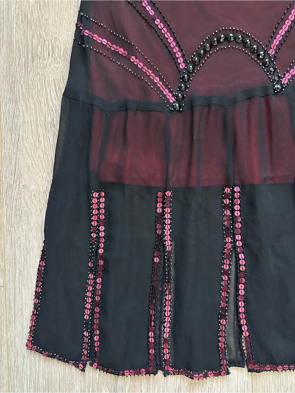 Vintage Sue Wong Nocturne Dress Silk Beaded Sequins 90s Y2K Vampy Flapper Sz 6 - Picture 6 of 12
